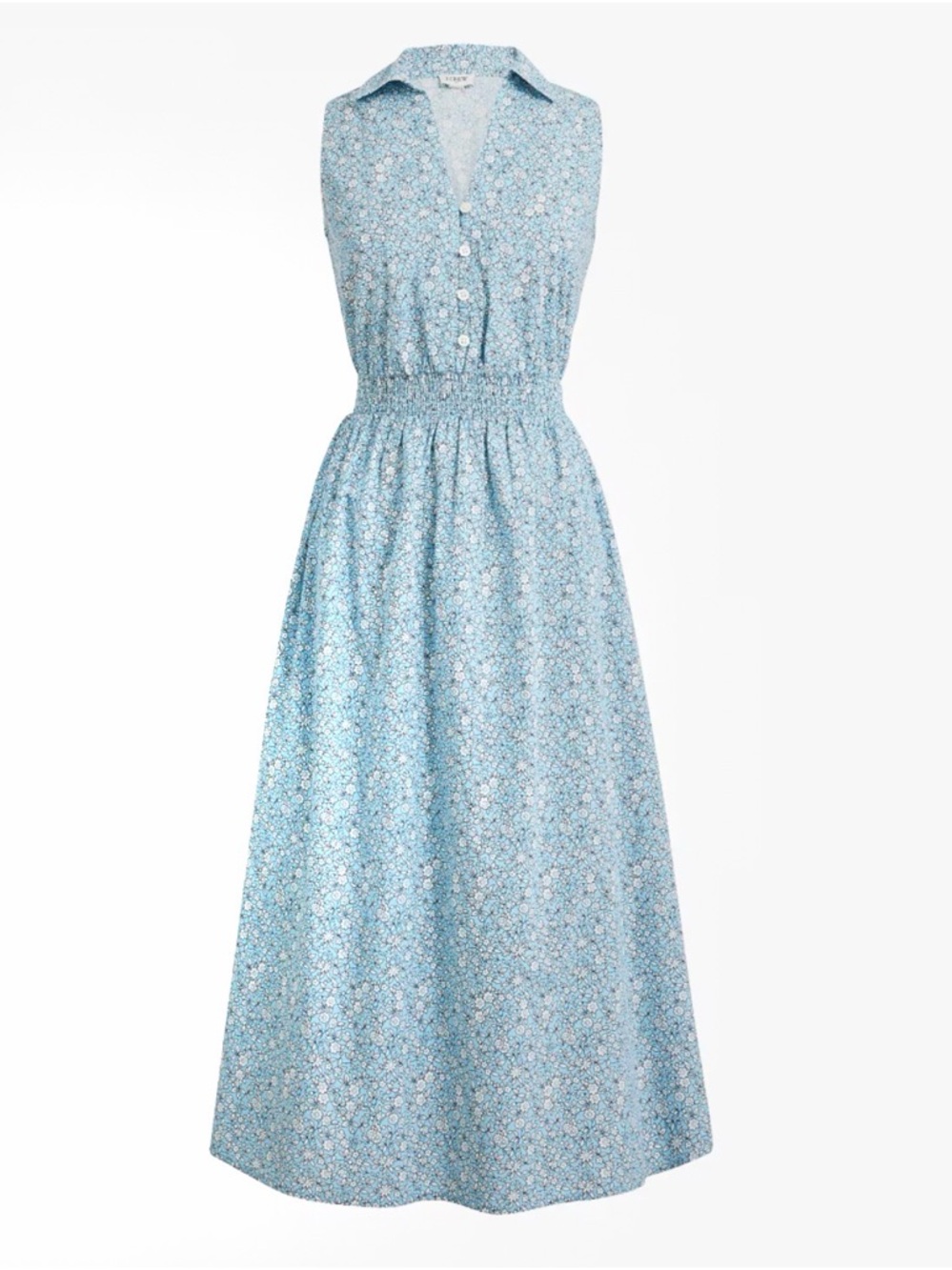 J. Crew Printed Collared Midi Dress in Daydream Blue Size 4
